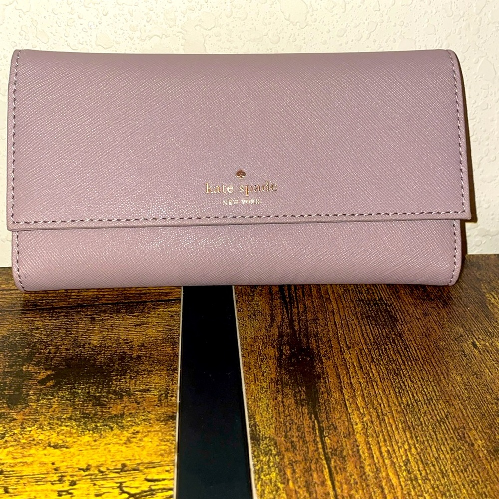 Kate Spade Tan and Mauve Wallet Elegant Trifold Design